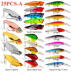 Light Gray Multicolor Treble Hooks Hard Crank Baits Set SNEDA
