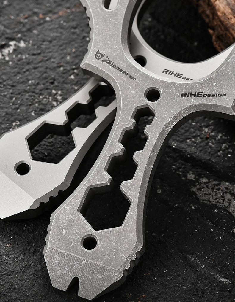 Black Titanium Alloy Multifunctional Mini Tool | Hexagonal Wrench & Pry Bar | Compact Everyday Carry Utility Tool INDIAN SLINGSHOT