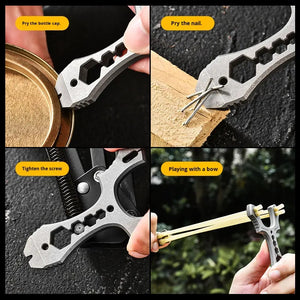 Black Titanium Alloy Multifunctional Mini Tool | Hexagonal Wrench & Pry Bar | Compact Everyday Carry Utility Tool INDIAN SLINGSHOT