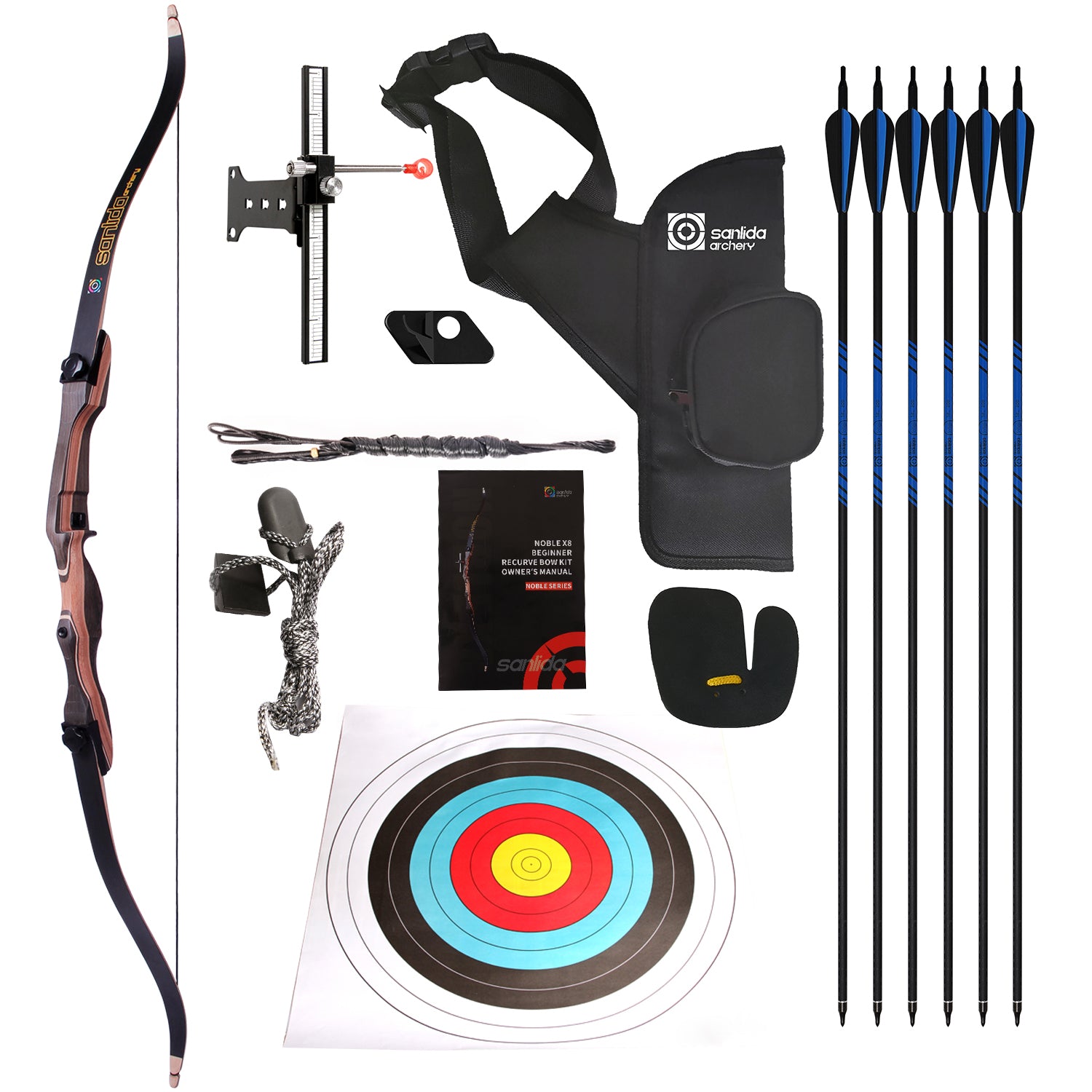 Dark Slate Gray Sanlida® Noble Recurve Bow And Arrow Archery Full Kit SANLIDA
