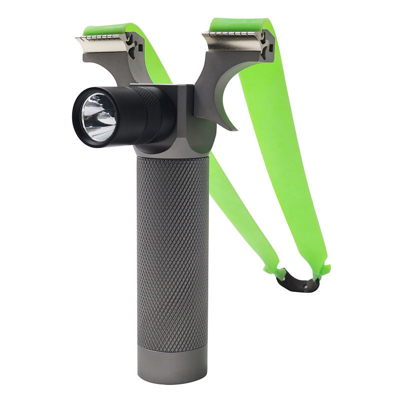 White Smoke ORION Flash Metal Slingshot with Rechargeable LED Flashlight Handle INDIAN SLINGSHOT