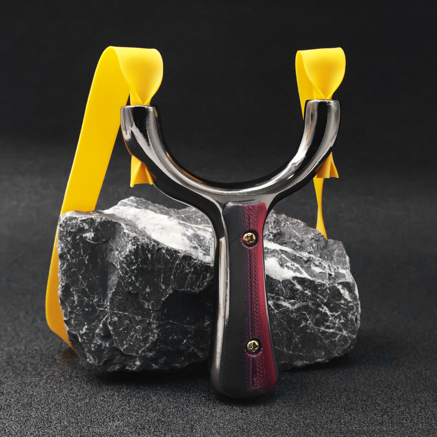 Black Onyx Titanium Black Alloy Slingshot with Self-Unlocking Rubber Bands – Outdoor Recreational Sling Tool (14+ Years) INDIAN SLINGSHOT