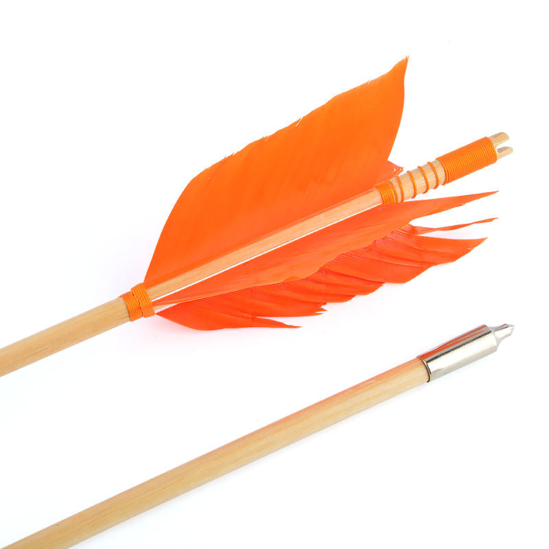 White Smoke 8.5mm Wooden Archery Arrow with Turkey Feather Fletching | 32" Indonesian Cypress Shaft for Recurve & Compound Bow INDIAN SLINGSHOT