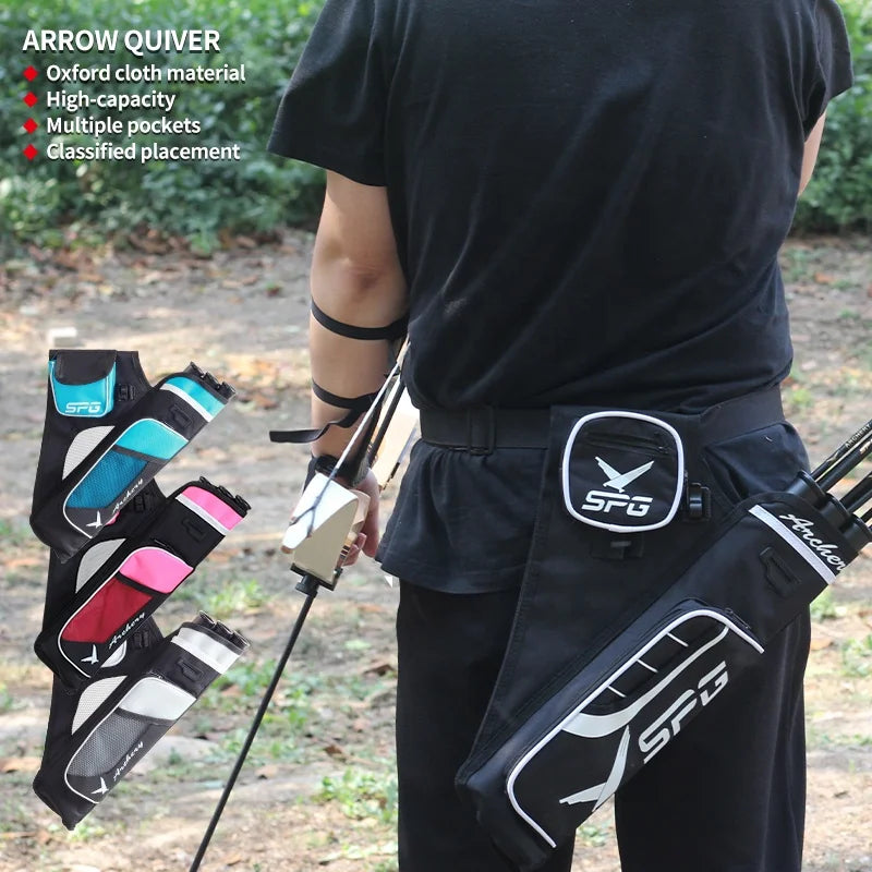 Gray SPG Oxford Fabric Arrow Quiver — Waterproof 3-Tube Archery Storage Bag SPG