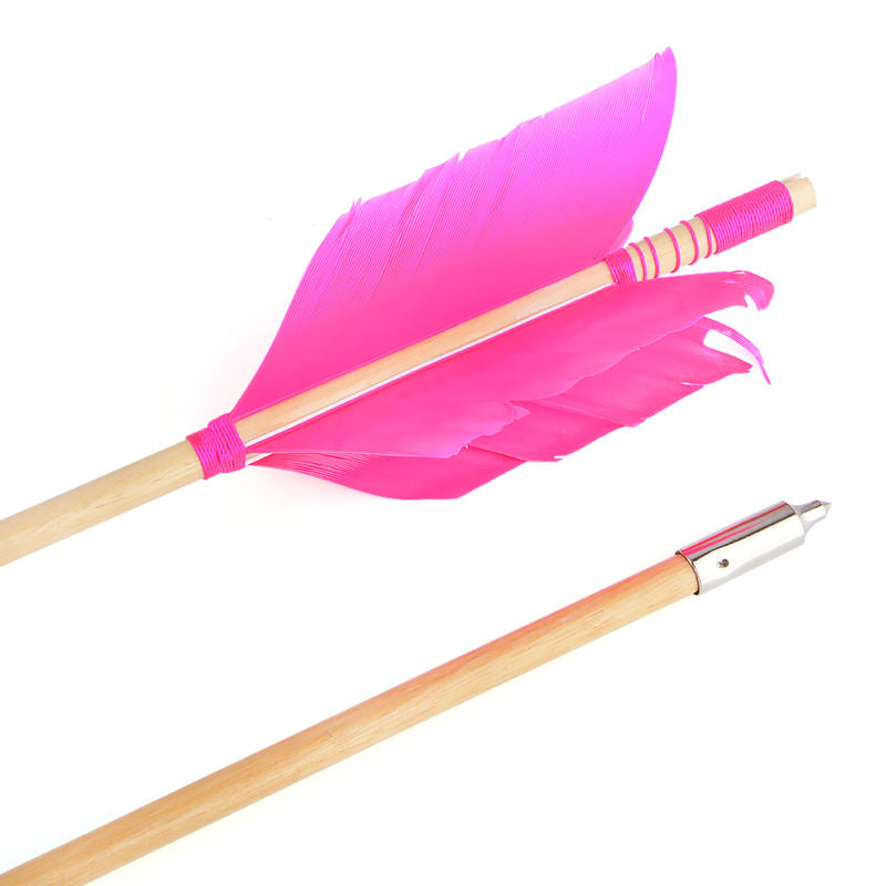 White Smoke 8.5mm Wooden Archery Arrow with Turkey Feather Fletching | 32" Indonesian Cypress Shaft for Recurve & Compound Bow INDIAN SLINGSHOT