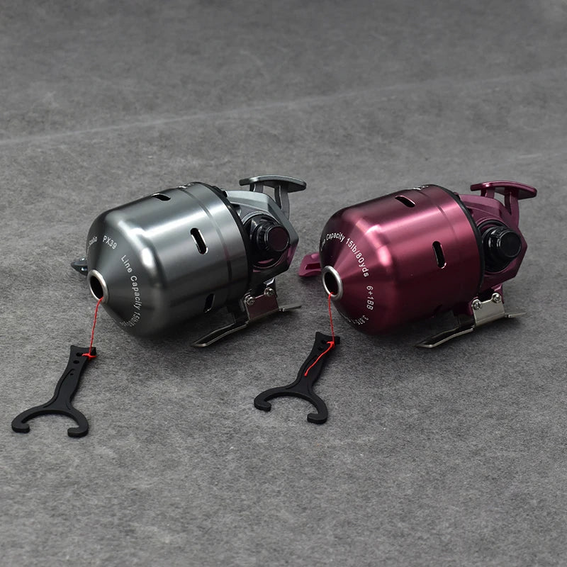 Dim Gray PX39 Aluminum Alloy Fishing Reel 6+1 Bearing Spinning Wheel with Nylon String Fishing Accessory MARKSMAN