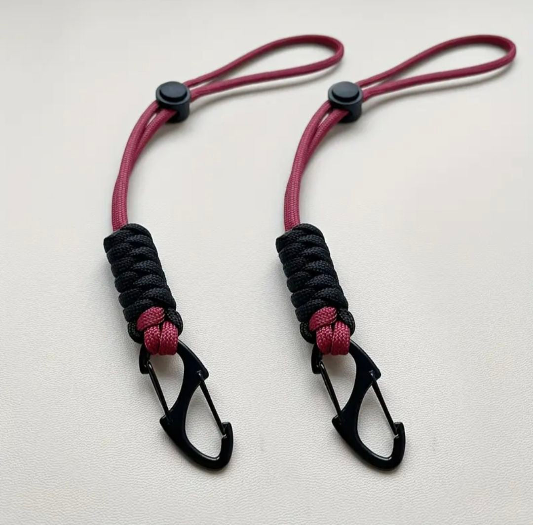 Light Gray Multifunctional Outdoor Braided Paracord Keychain with Carabiner Clip – Durable Hand Strap & Bottle Hook (24cm) INDIAN SLINGSHOT