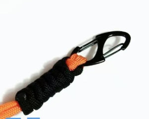 White Smoke Multifunctional Outdoor Braided Paracord Keychain with Carabiner Clip – Durable Hand Strap & Bottle Hook (24cm) INDIAN SLINGSHOT