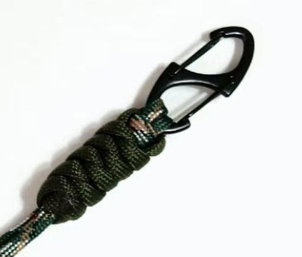 White Smoke Multifunctional Outdoor Braided Paracord Keychain with Carabiner Clip – Durable Hand Strap & Bottle Hook (24cm) INDIAN SLINGSHOT