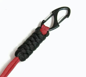White Smoke Multifunctional Outdoor Braided Paracord Keychain with Carabiner Clip – Durable Hand Strap & Bottle Hook (24cm) INDIAN SLINGSHOT