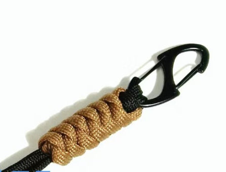 White Smoke Multifunctional Outdoor Braided Paracord Keychain with Carabiner Clip – Durable Hand Strap & Bottle Hook (24cm) INDIAN SLINGSHOT