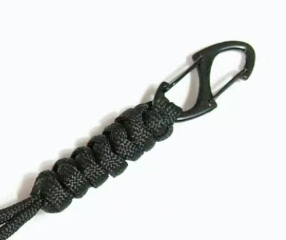 White Smoke Multifunctional Outdoor Braided Paracord Keychain with Carabiner Clip – Durable Hand Strap & Bottle Hook (24cm) INDIAN SLINGSHOT