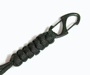 White Smoke Multifunctional Outdoor Braided Paracord Keychain with Carabiner Clip – Durable Hand Strap & Bottle Hook (24cm) INDIAN SLINGSHOT