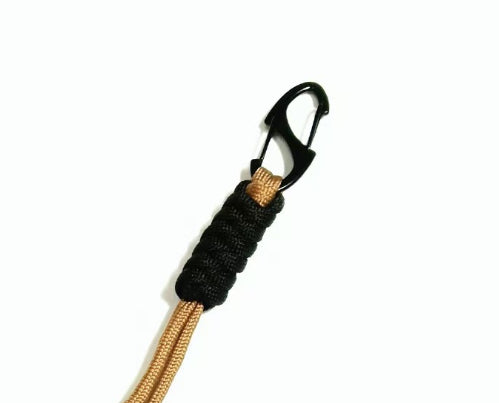 White Smoke Multifunctional Outdoor Braided Paracord Keychain with Carabiner Clip – Durable Hand Strap & Bottle Hook (24cm) INDIAN SLINGSHOT