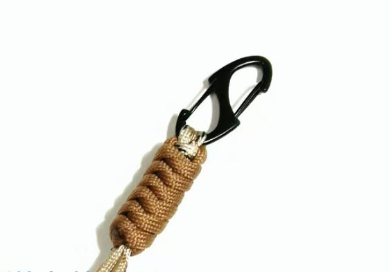 White Smoke Multifunctional Outdoor Braided Paracord Keychain with Carabiner Clip – Durable Hand Strap & Bottle Hook (24cm) INDIAN SLINGSHOT