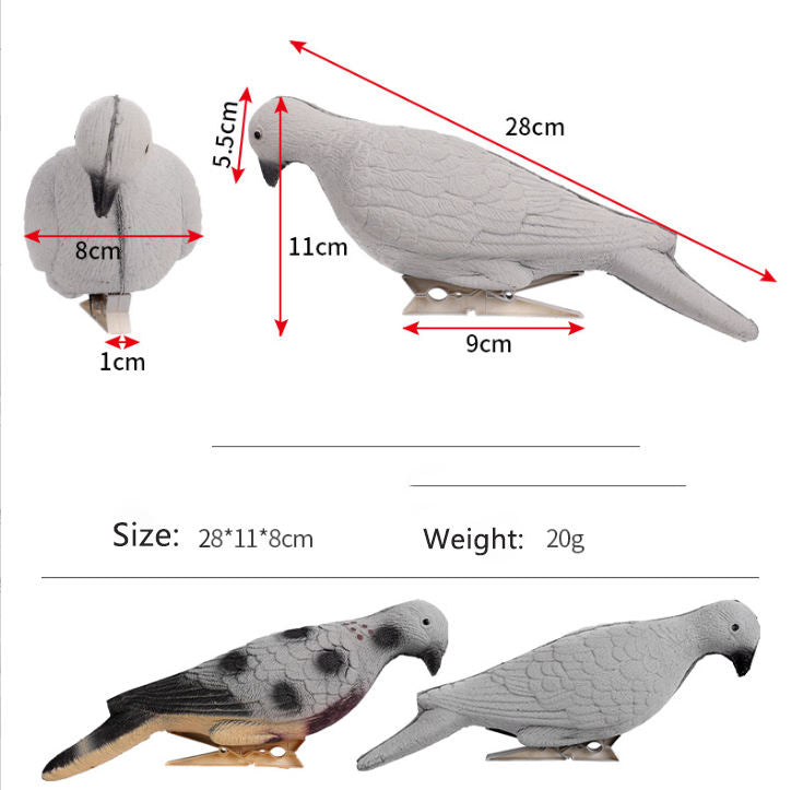 White Smoke Pigeon Target with Clip EVA Foam Simulation Bird Decoy for Outdoor Practice MARKSMAN