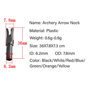 Black SPG Plastic Archery Arrow Nocks 6.2mm for Carbon Fiberglass Shafts SPG