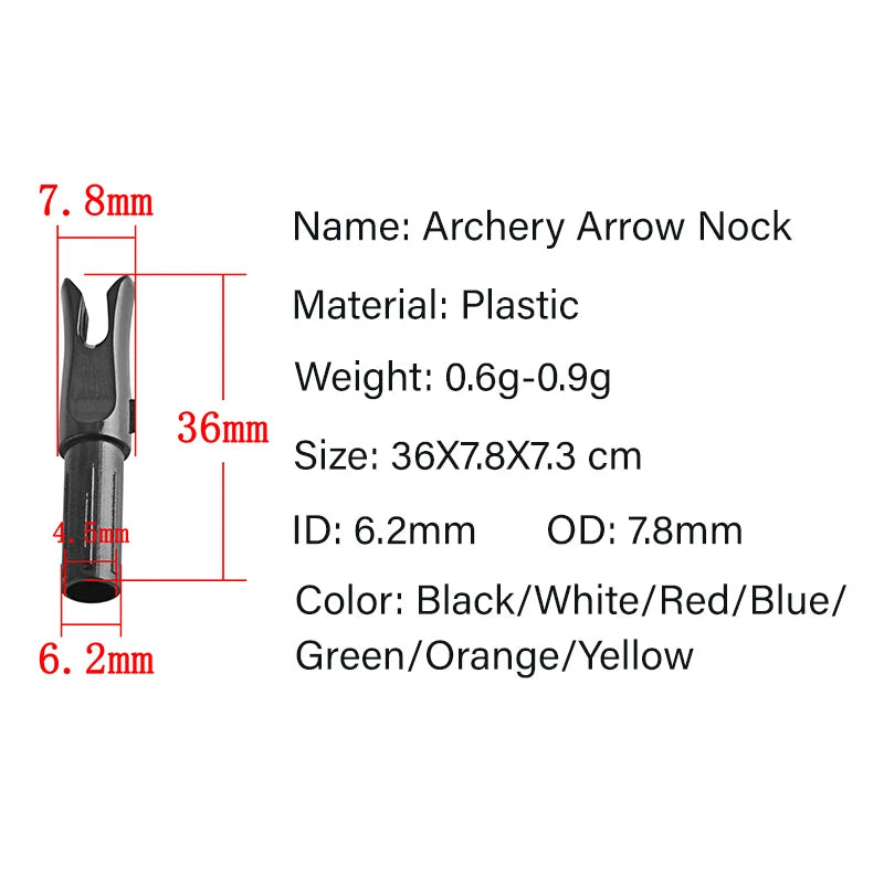 Black SPG Plastic Archery Arrow Nocks 6.2mm for Carbon Fiberglass Shafts SPG