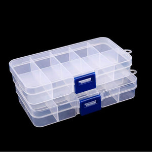 Black 10-Grid Clear Plastic Organizer Box | Compact Storage Container with Clasp Lock INDIAN SLINGSHOT