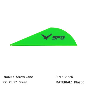 Lime Green SPG 2-Inch Plastic Compound Arrow Vanes | Drop Shape Fletching Set SPG