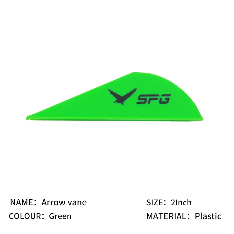 Lime Green SPG 2-Inch Plastic Compound Arrow Vanes | Drop Shape Fletching Set SPG