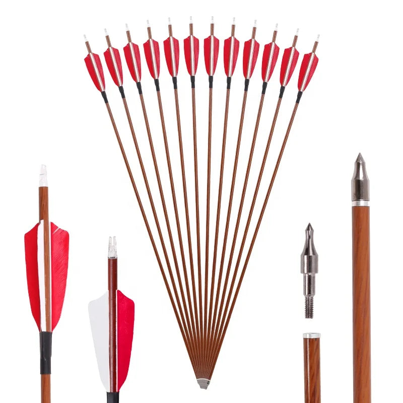 Sienna SPG Pure Carbon Arrows 80cm | 400/500 Spine Red-White Feather Shafts SPG