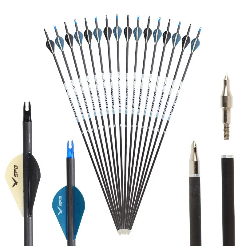 Beige SPG Pure Carbon Arrows 80cm | 250–500 Spine 6.2mm ID Precision Shafts SPG