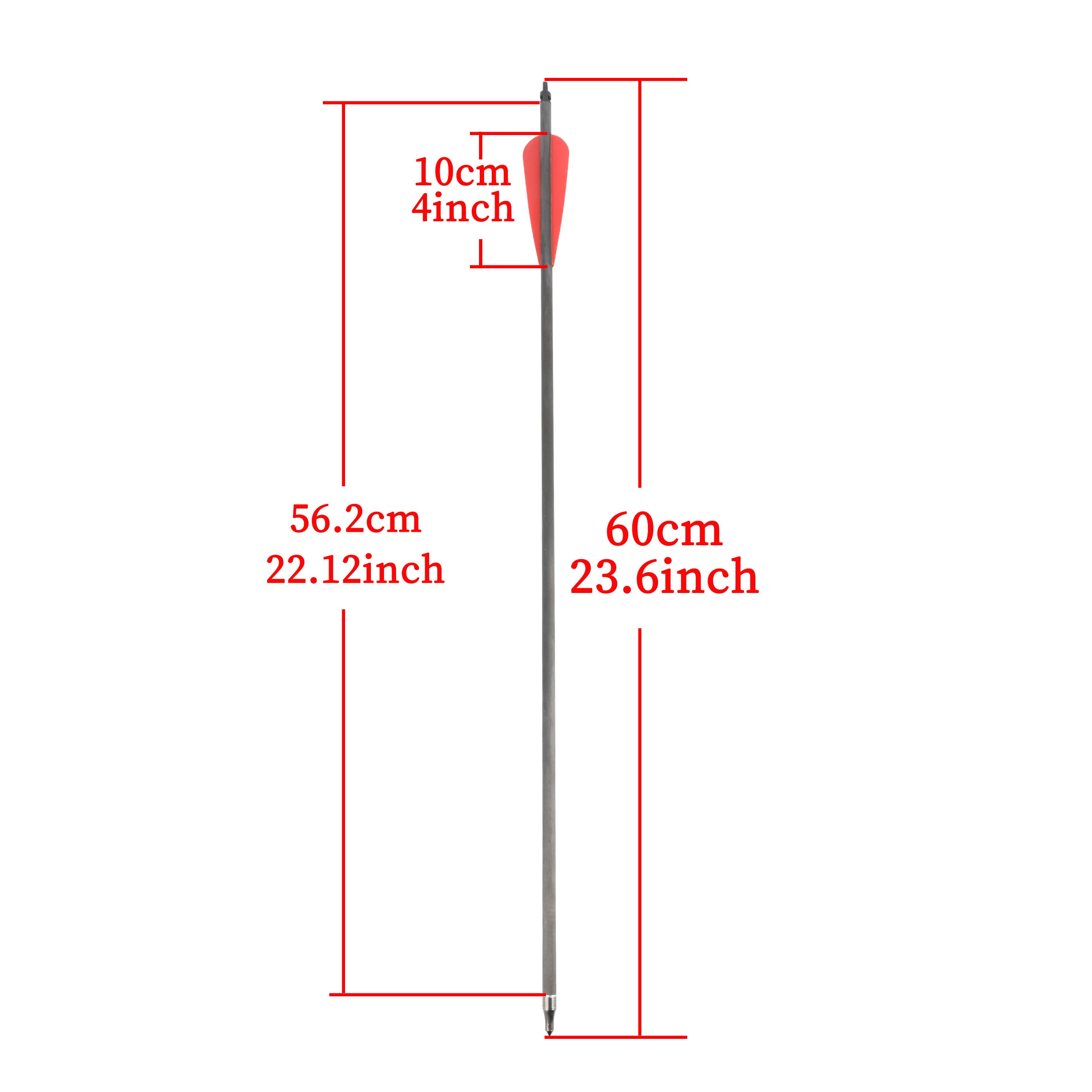 White Smoke Pure Carbon Arrows with 4 Inch Red Water Drop Vanes for Outdoor Archery MARKSMAN
