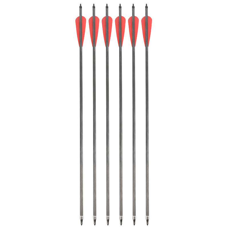 White Smoke Pure Carbon Arrows with 4 Inch Red Water Drop Vanes for Outdoor Archery MARKSMAN