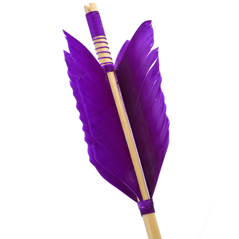White Smoke 8.5mm Wooden Archery Arrow with Turkey Feather Fletching | 32" Indonesian Cypress Shaft for Recurve & Compound Bow INDIAN SLINGSHOT