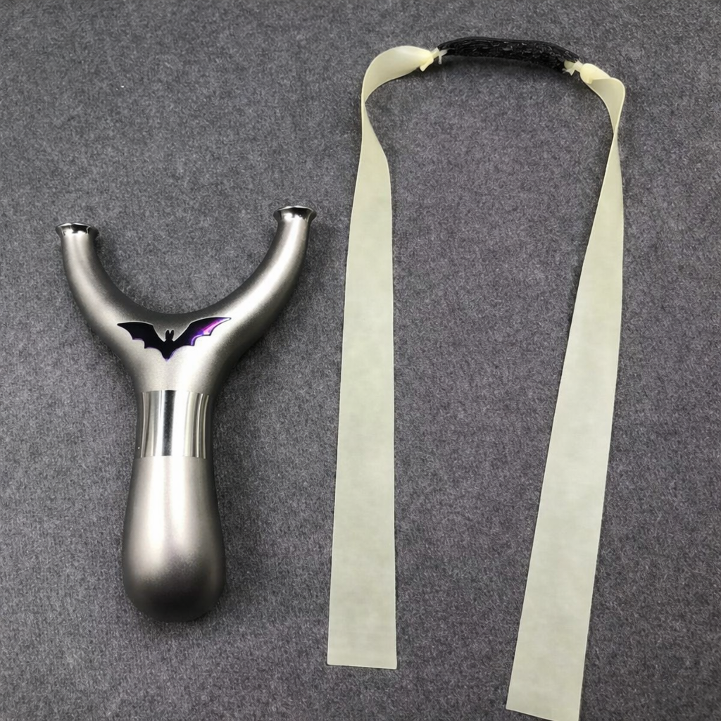 Dim Gray Purple Bat Emblem Titanium Alloy Competitive-Grade Slingshot – Ergonomic Handle Outdoor Recreation Tool INDIAN SLINGSHOT