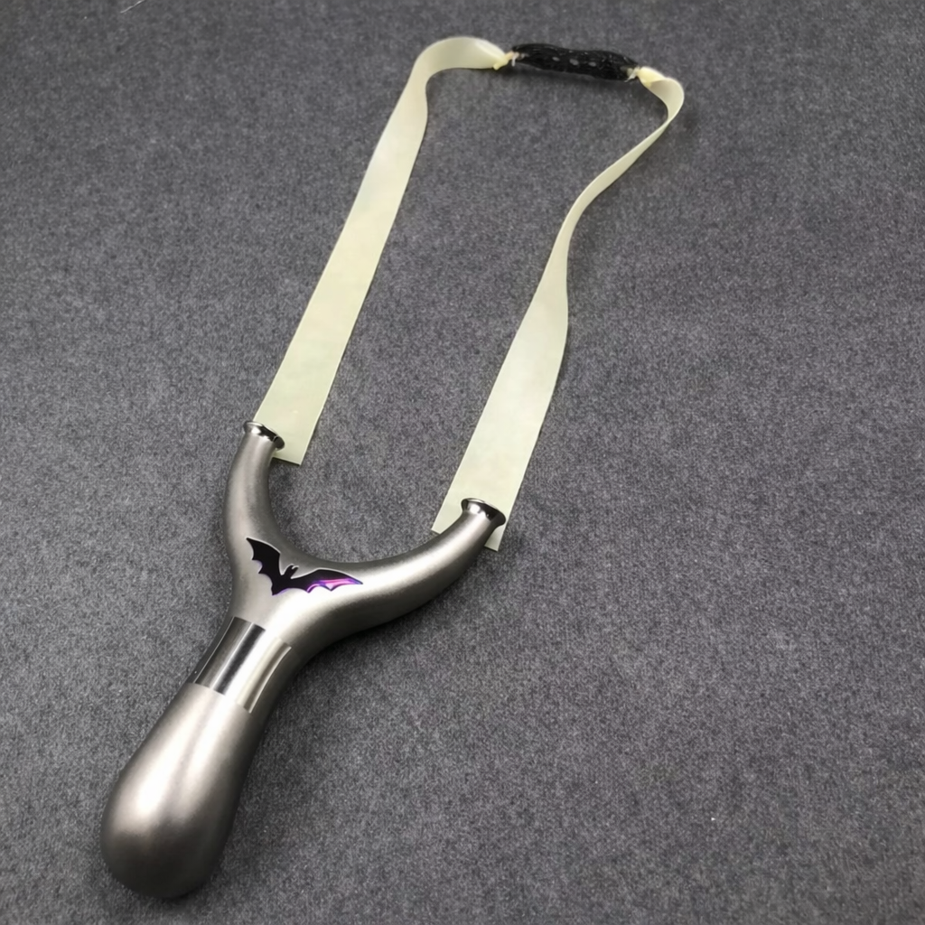 Dim Gray Purple Bat Emblem Titanium Alloy Competitive-Grade Slingshot – Ergonomic Handle Outdoor Recreation Tool INDIAN SLINGSHOT