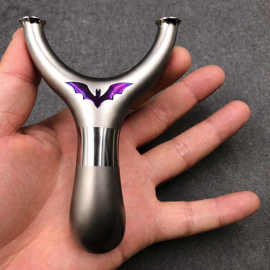 Dim Gray Purple Bat Emblem Titanium Alloy Competitive-Grade Slingshot – Ergonomic Handle Outdoor Recreation Tool INDIAN SLINGSHOT