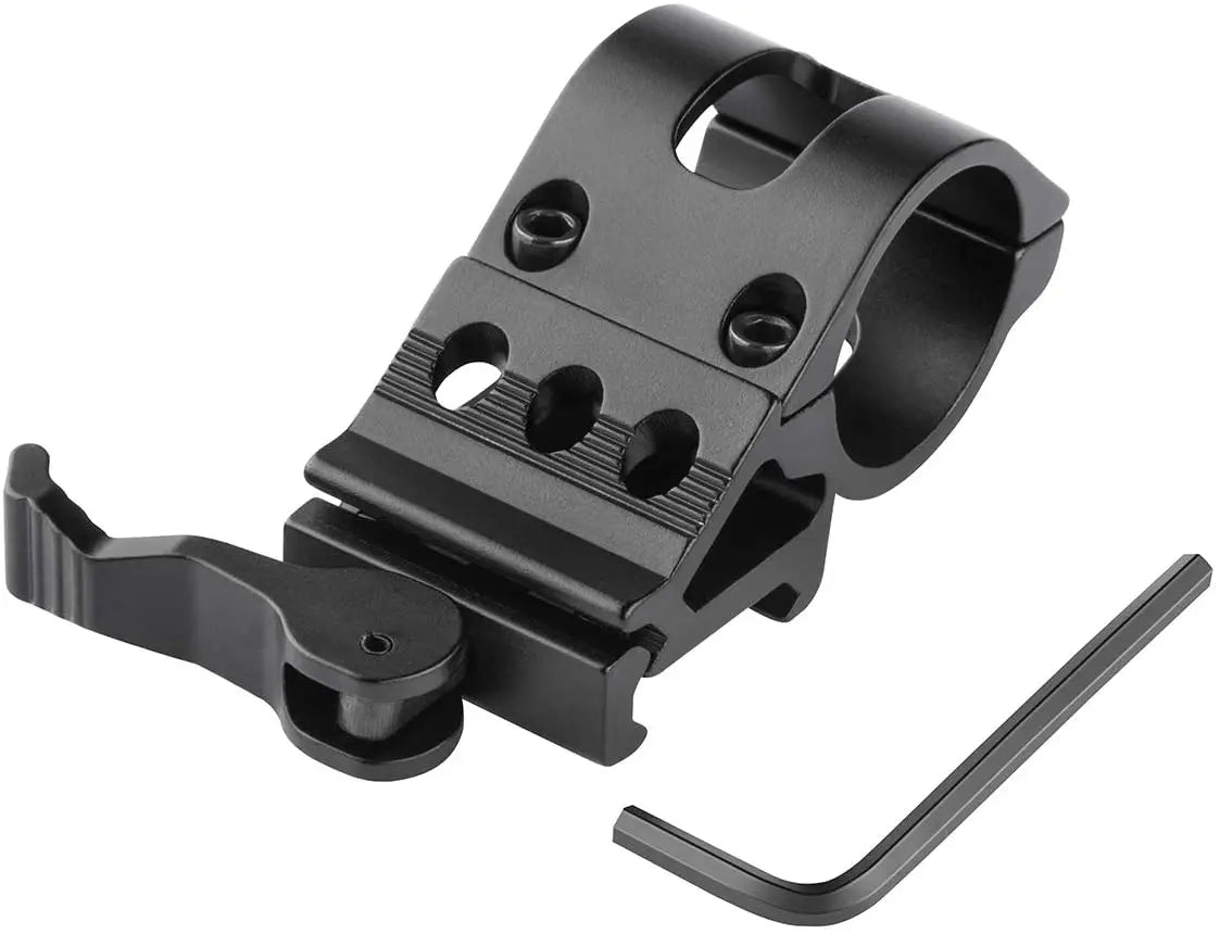 White Smoke Quick Detach 25.4mm Aluminum Scope Mount – Universal Laser & Optic Holder (Black Finish) INDIAN SLINGSHOT