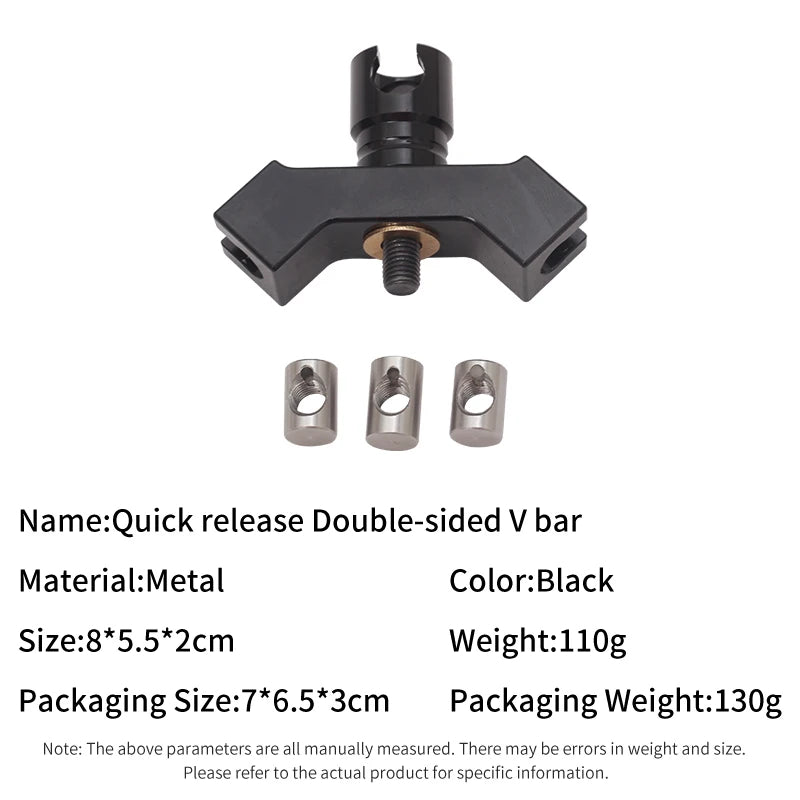 Dark Slate Gray SPG Archery Quick Release Double-Sided V Bar – Metal Stabilizer Connector for Target Recurve Bows (Black) SPG