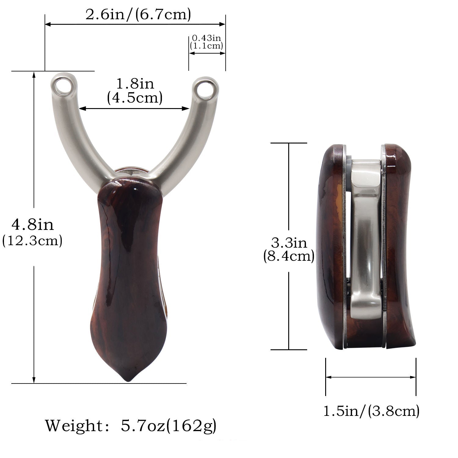 White Smoke ROYAL FANG Foldable Zinc Alloy & Wood Slingshot INDIAN SLINGSHOT