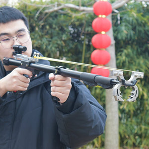 Dark Slate Gray RS-X9 Telescopic Durable and powerful Fishing Slingshot with Laser Precision Target Slingshot Shooting Game and Fishing MARKSMAN