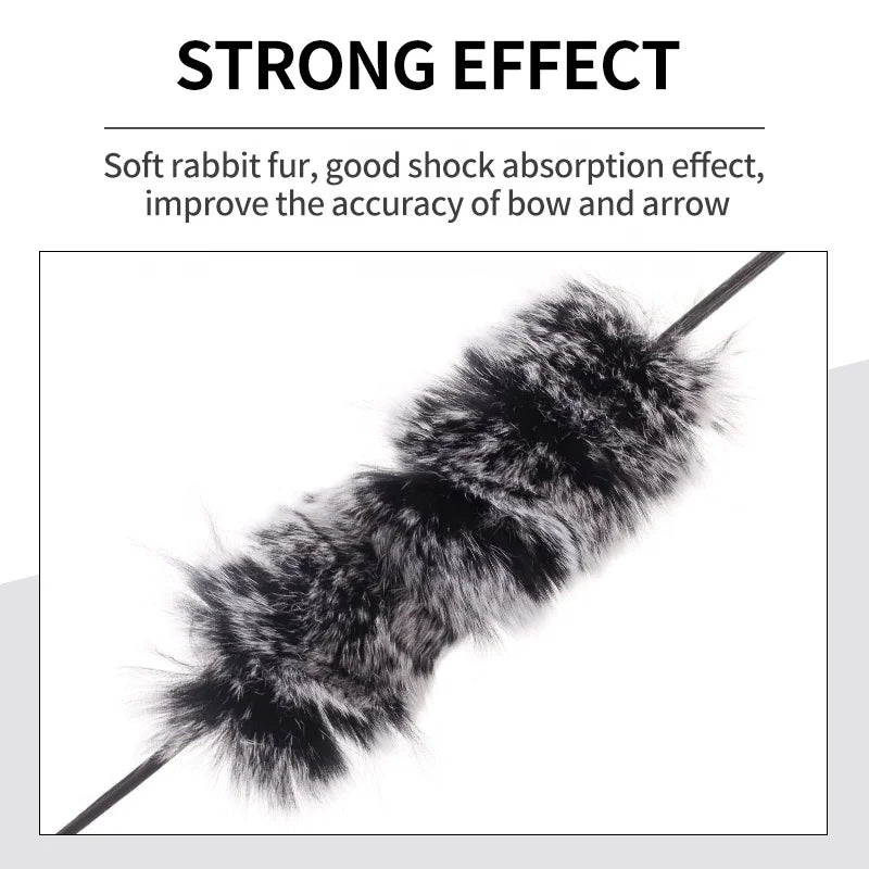 Black SPG Recurve Bowstring Stabilizer | Rabbit Fur String Silencer (Pair) SPG