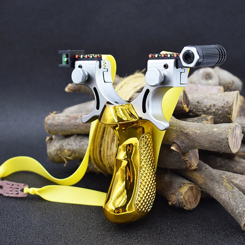 Dark Slate Gray Single Screw Yellow Portable Resin Strong Fiber Slingshot – Outdoor Recreational Sling Tool MARKSMAN