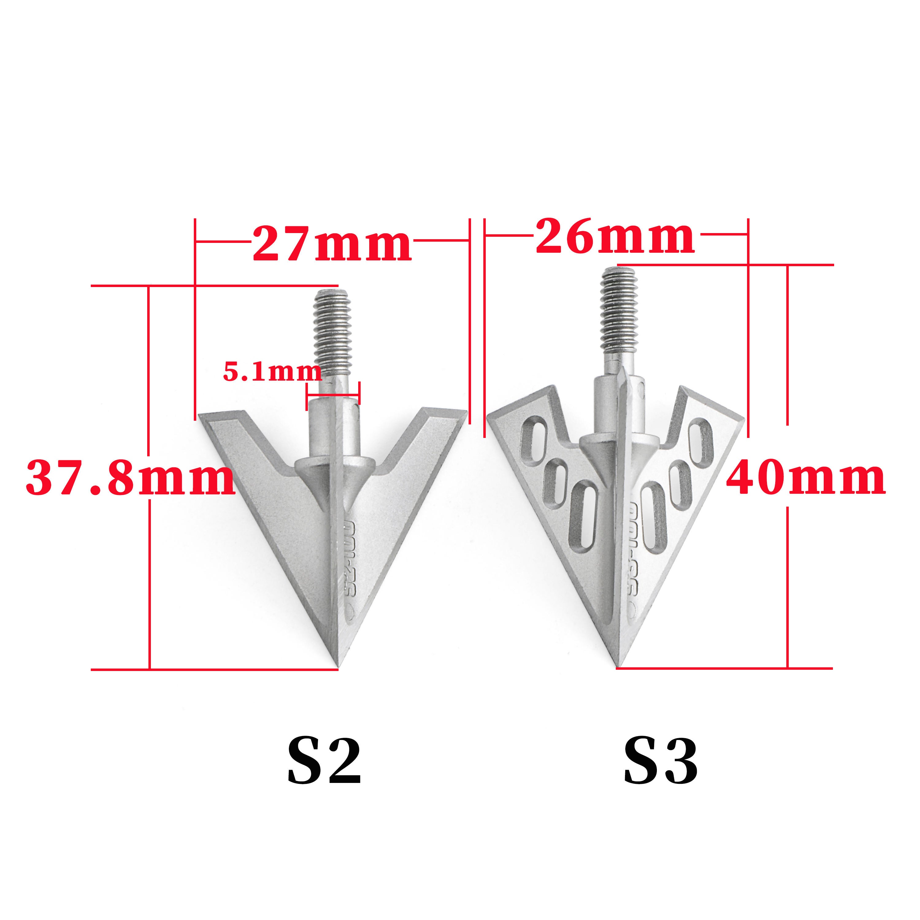 White Smoke S2/ S3 3-Blade Broadheads 100 Grain Aluminum Alloy Arrowheads for Compound Bow Archery Arrows (Pack of 6) MARKSMAN