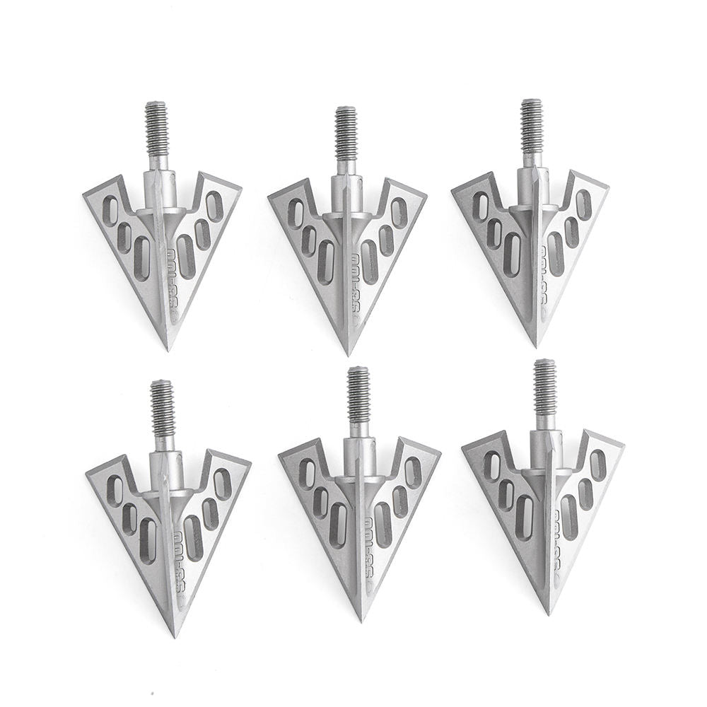 White Smoke S2/ S3 3-Blade Broadheads 100 Grain Aluminum Alloy Arrowheads for Compound Bow Archery Arrows (Pack of 6) MARKSMAN