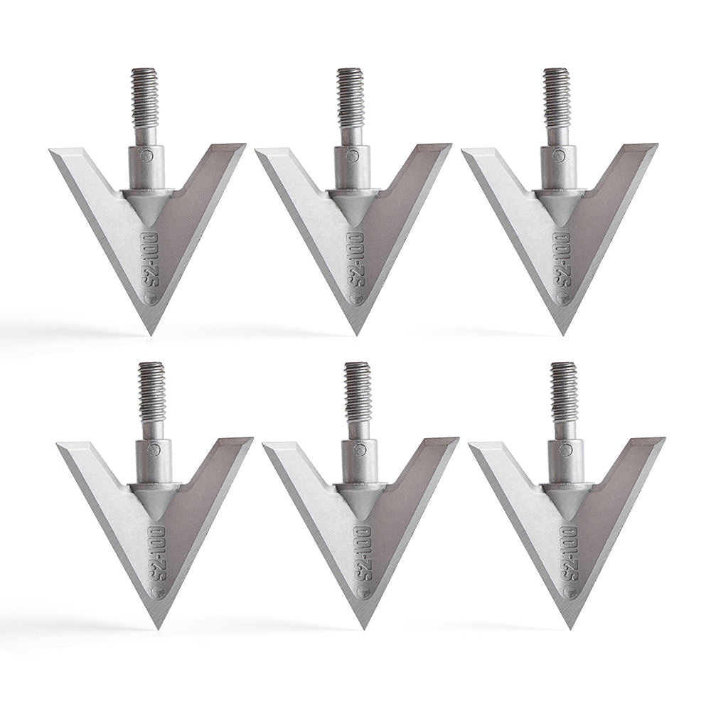 White Smoke S2/ S3 3-Blade Broadheads 100 Grain Aluminum Alloy Arrowheads for Compound Bow Archery Arrows (Pack of 2) MARKSMAN