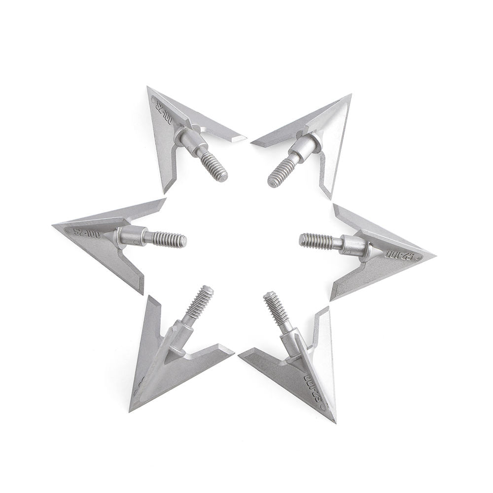 White Smoke S2/ S3 3-Blade Broadheads 100 Grain Aluminum Alloy Arrowheads for Compound Bow Archery Arrows (Pack of 2) MARKSMAN