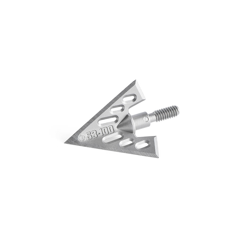 White Smoke S2/ S3 3-Blade Broadheads 100 Grain Aluminum Alloy Arrowheads for Compound Bow Archery Arrows (Pack of 2) MARKSMAN
