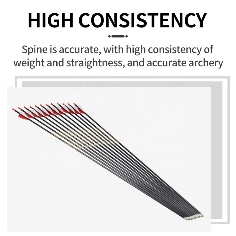 White Smoke SPG 4.2mm Pure Carbon Arrows – Slim ID Shaft for Recurve &amp; Compound (84&nbsp;cm) SPG