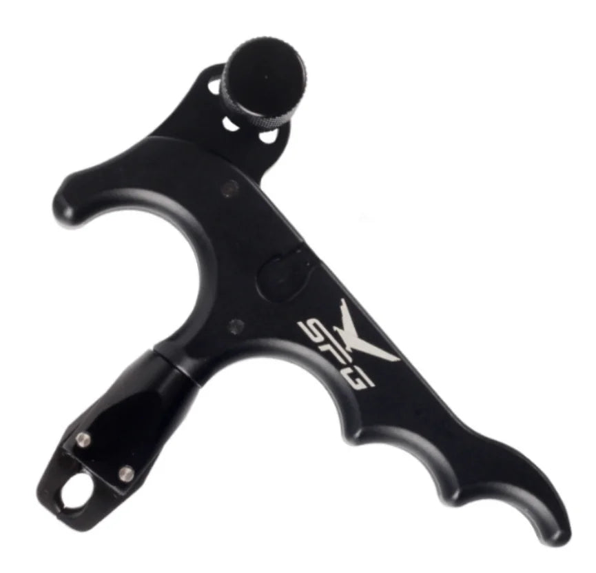 Black SPG 4 Finger Compound Bow Release – Aluminum Alloy Thumb Release Aid for Target Archery SPG