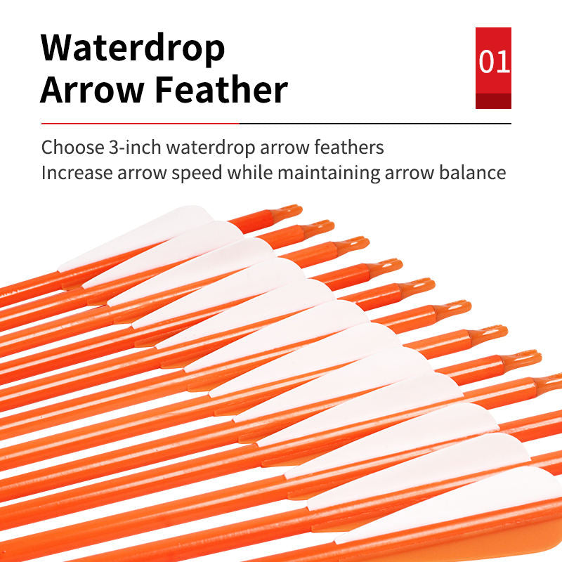 SPG Archery Mixed Carbon Arrow – 500 Spine, 80cm, Waterdrop Vanes, Threaded Steel Point