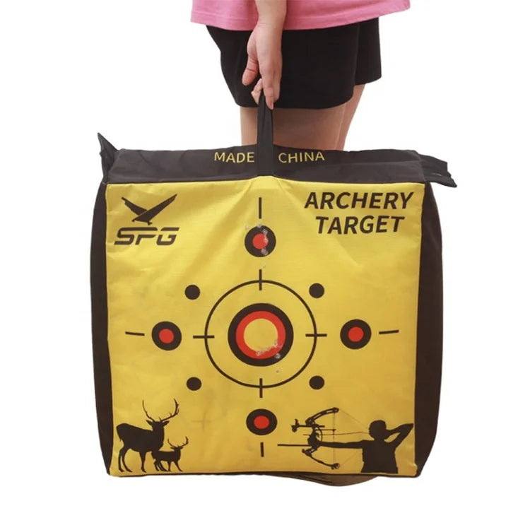 Dark Khaki SPG Archery Target Bag – Polymer Fiber Recurve &amp; Compound Bow Practice Target | 50×50×20cm Yellow Oxford Fabric SPG