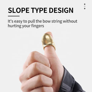Beige SPG Brass Thumb Ring Finger Protector – Traditional Archery Guard with Carved Design (18mm/20mm/22mm Sizes) SPG