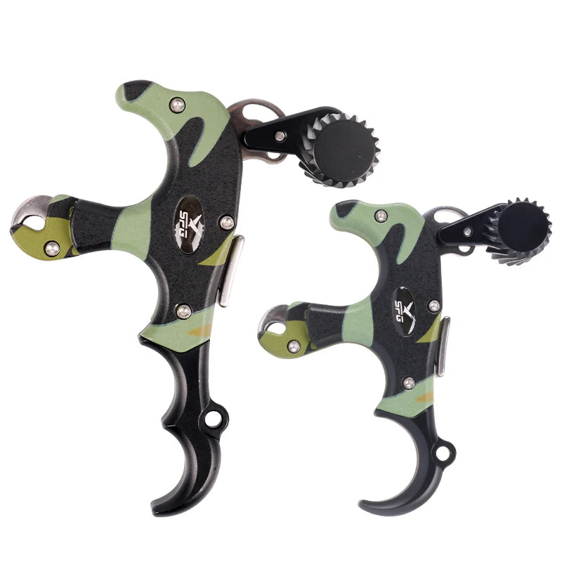Dark Slate Gray SPG Compound Bow Thumb Release – Adjustable 3 &amp; 4 Finger Camouflage Archery Accessory SPG